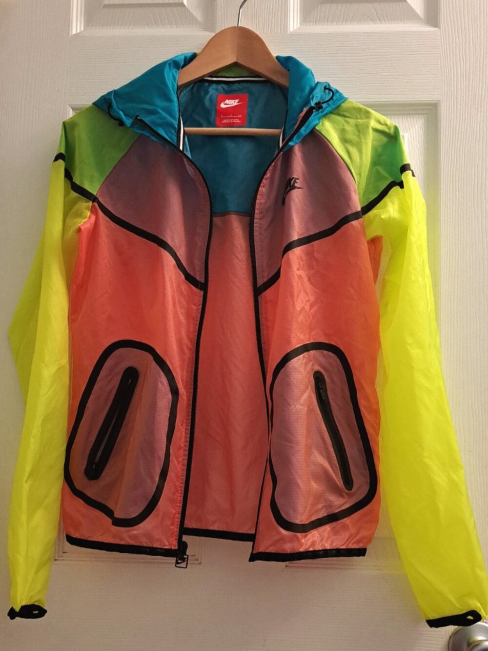 NIKE TECH Color Block woman Hyperfuse Windrunner Jacket Size Small neon 90's HTC - Picture 7 of 14